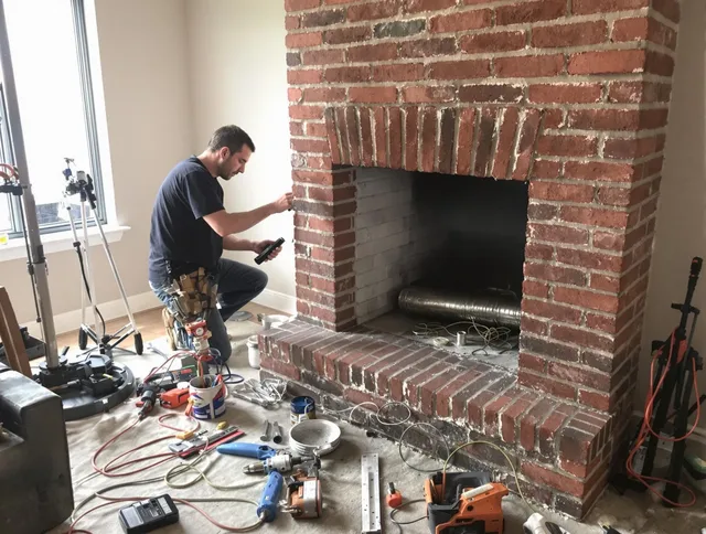 Copley Chimney Sweep specialist finalizing chimney liner service in Copley, OH