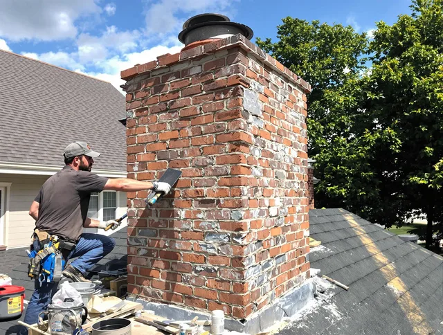 Completed chimney rebuild by Copley Chimney Sweep in Copley, OH