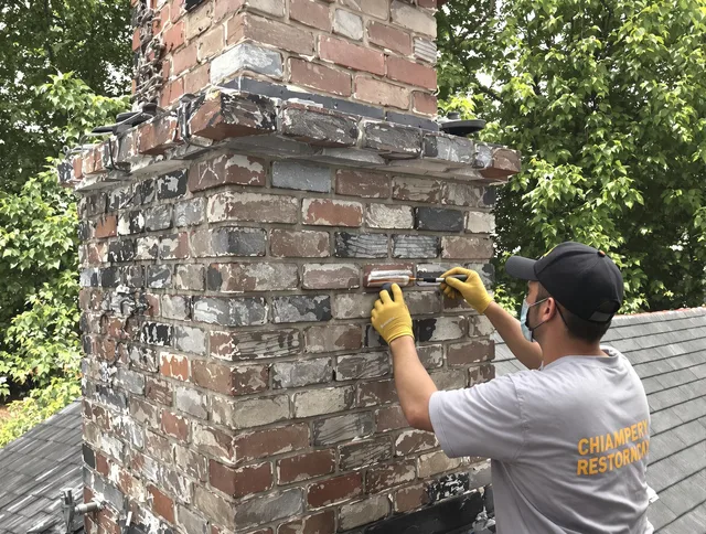 In-progress chimney restoration by Copley Chimney Sweep in Copley, OH