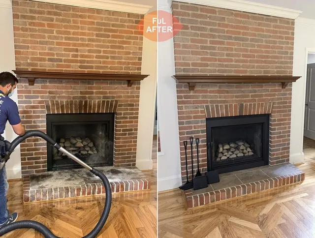 Copley Chimney Sweep carefully sanitizing a fireplace in Copley, OH