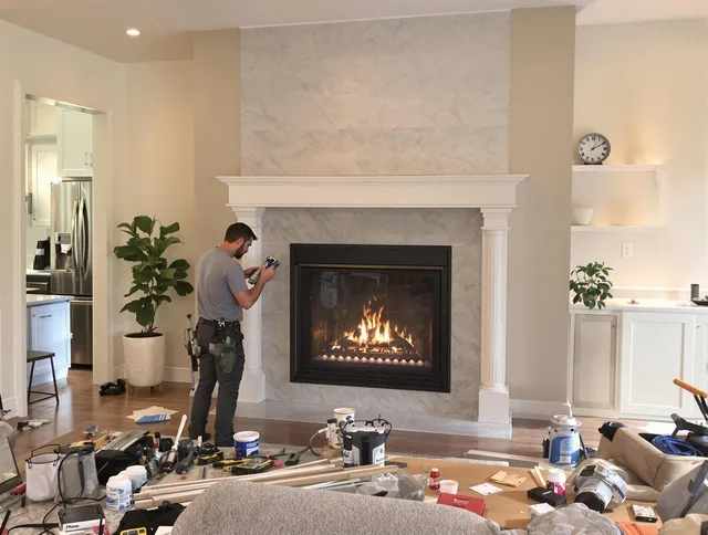 Newly installed fireplace by Copley Chimney Sweep in Copley, OH